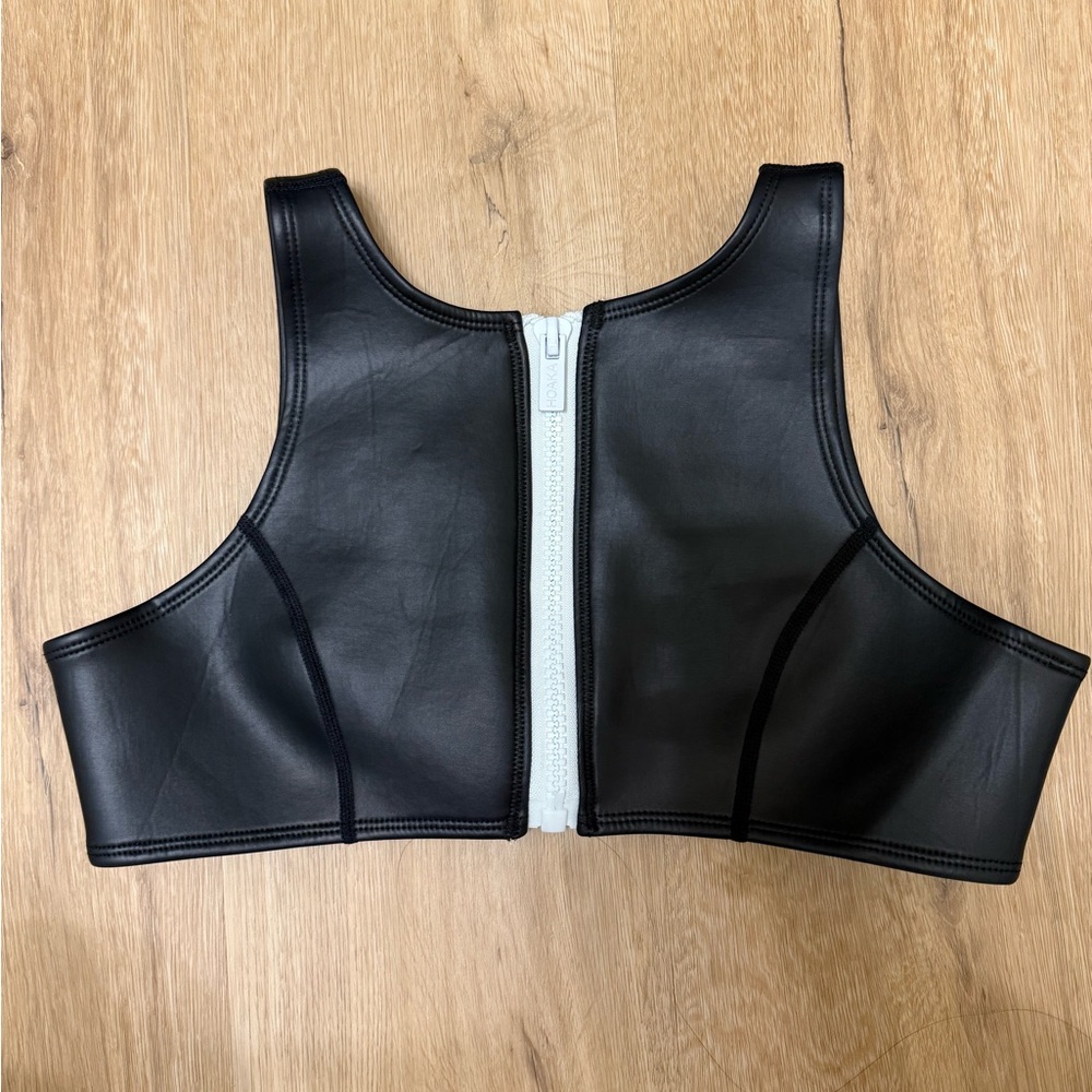 Hoaka Black Zipper Bikini Top S